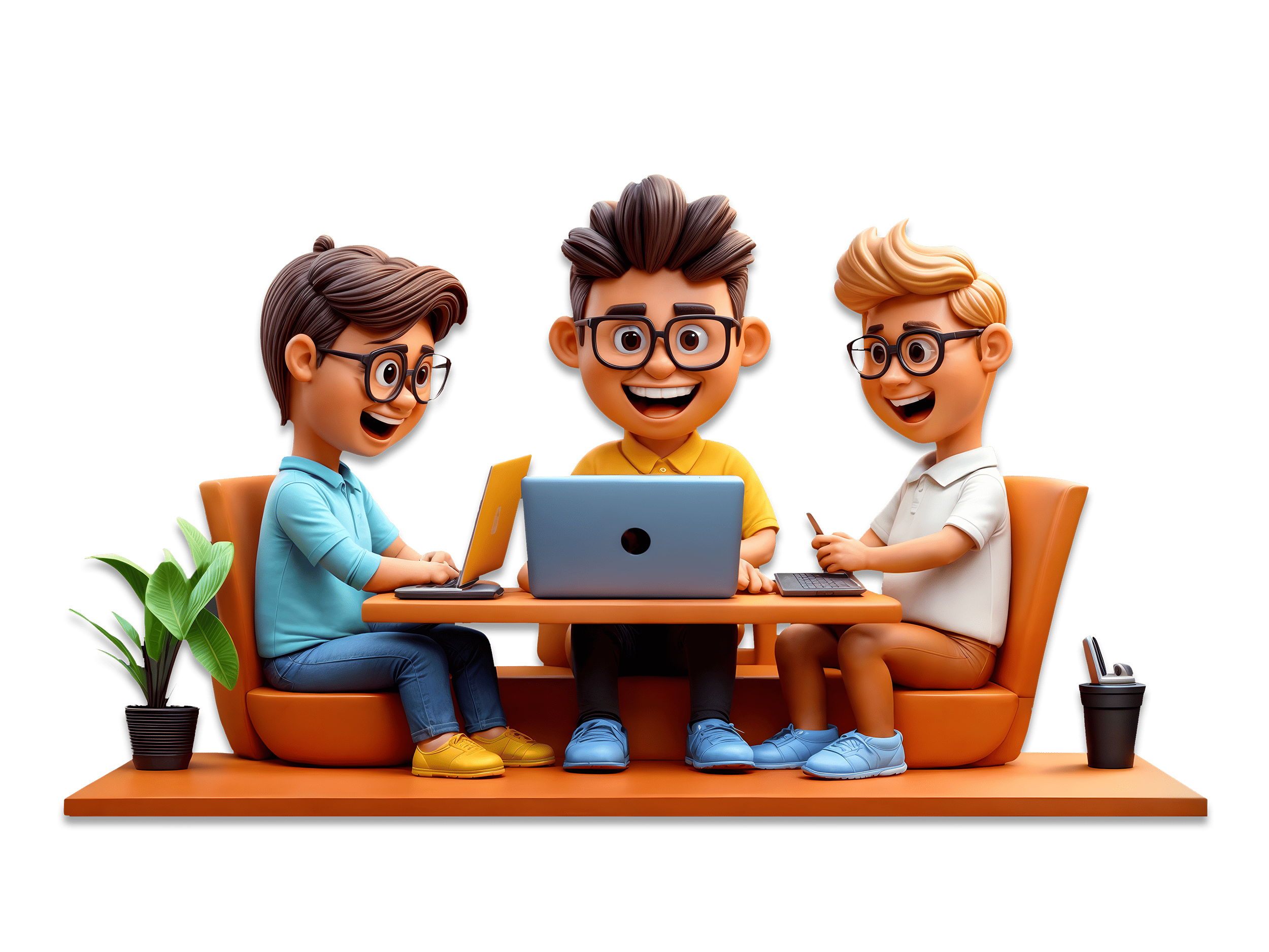 An representation of some workers in Gastrohub working with their customers